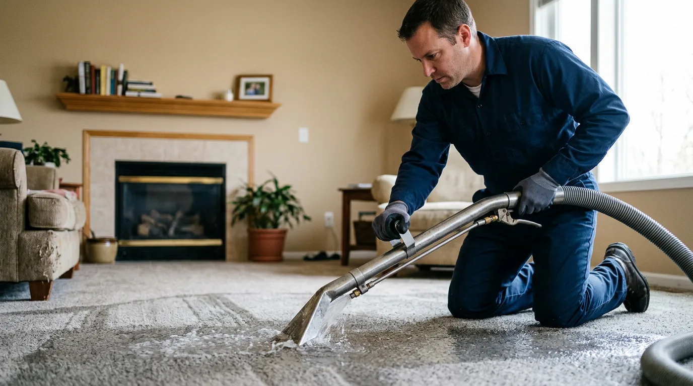 Water damage restoration technician working near Newport, NY